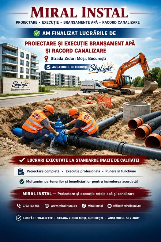 Branșament apă și racord canalizare ansamblul SkyLight